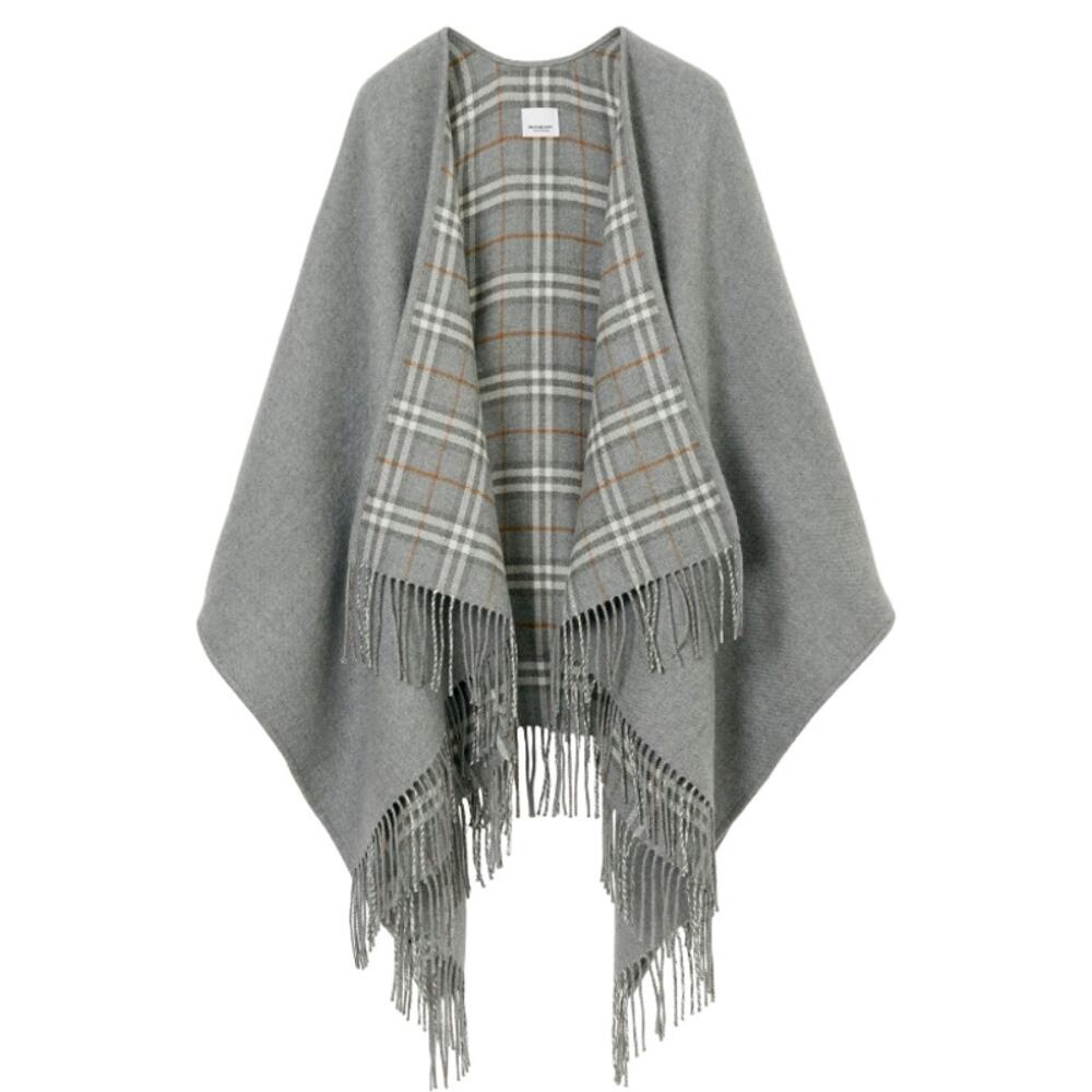 NEW Burberry Plaid Poncho Cape Shawl Fringe Wool Authentic NWT!